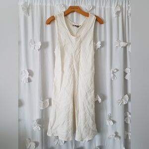 Flax 100% Linen Cream Pleated Dress